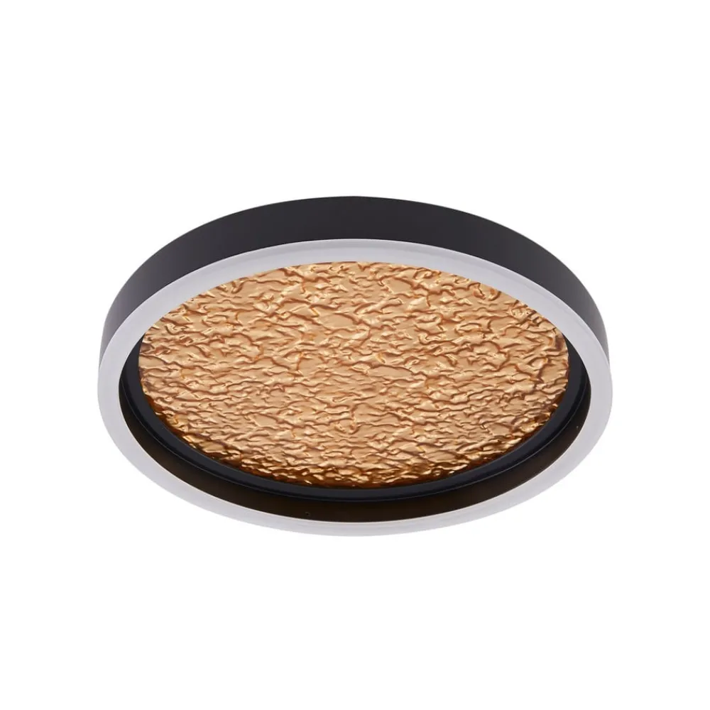 Lucande LED-taklampe Menulis, svart/gull, PC, Ø 30 cm| Led-Innendørs|Taklamper