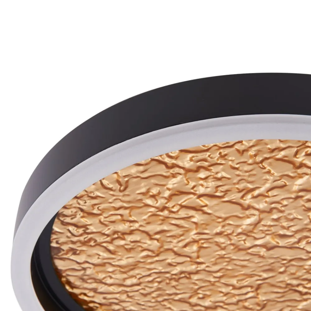 Lucande LED-taklampe Menulis, svart/gull, PC, Ø 30 cm| Led-Innendørs|Taklamper