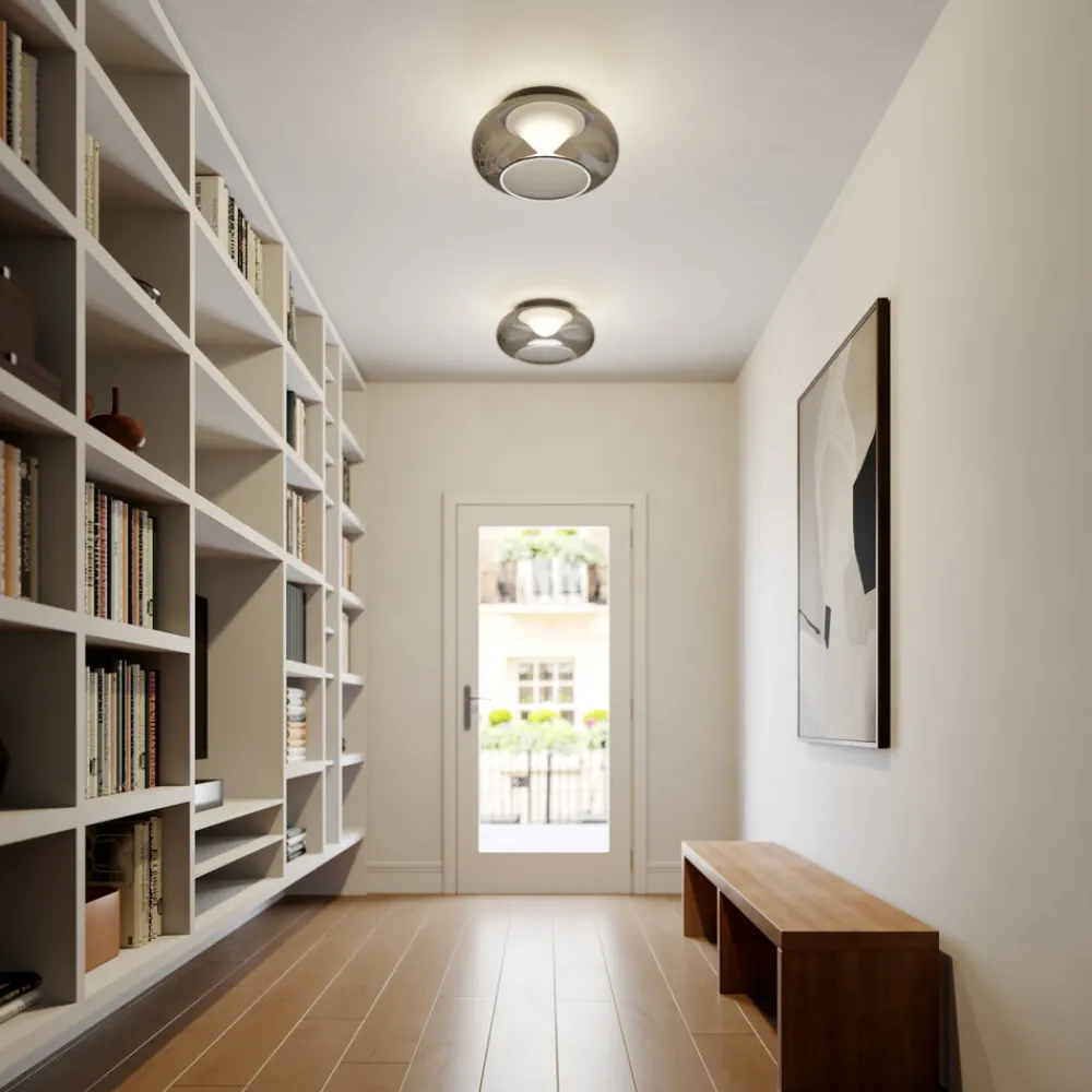 Lucande LED-taklampe Mijo, Ø 43 cm, røykgrå, glass Discount