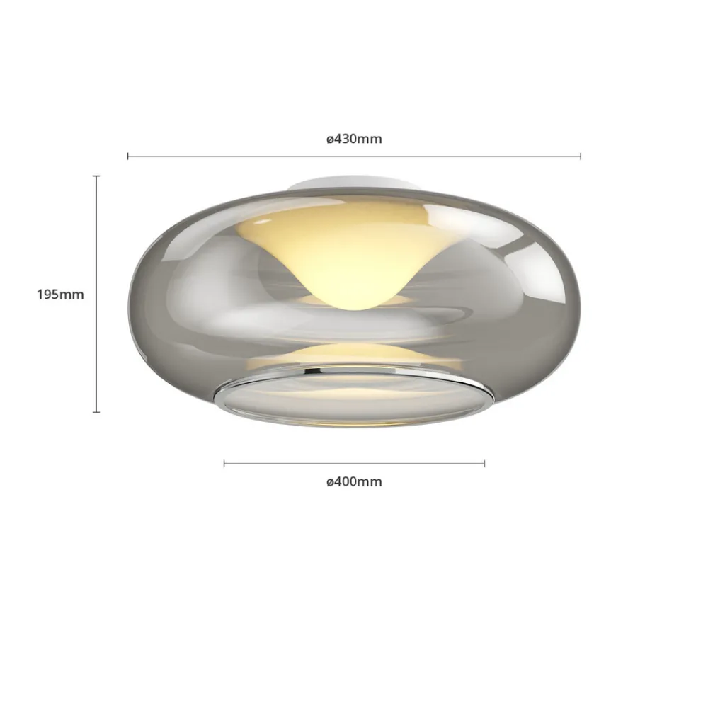 Lucande LED-taklampe Mijo, Ø 43 cm, røykgrå, glass Discount
