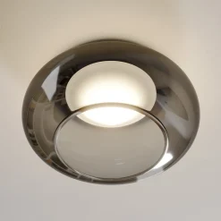 Lucande LED-taklampe Mijo, Ø 43 cm, røykgrå, glass Discount