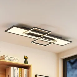 Lucande LED-taklampe Narumi, CCT, 110 cm, svart, aluminium| Design- Og Hotellbelysning|Led-Innendørs