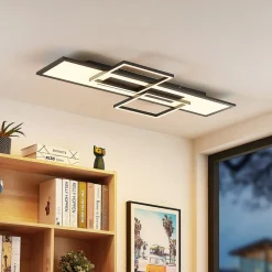 Lucande LED-taklampe Narumi, CCT, 110 cm, svart, aluminium| Design- Og Hotellbelysning|Led-Innendørs