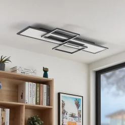 Lucande LED-taklampe Narumi, CCT, 110 cm, svart, aluminium| Design- Og Hotellbelysning|Led-Innendørs