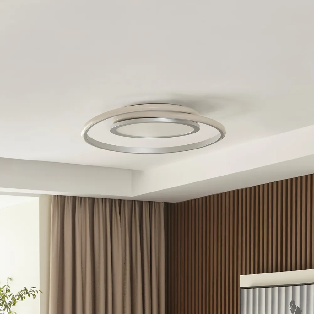 Lucande LED-taklampe Noud, 49 cm, sølv, aluminium, dimbar Discount