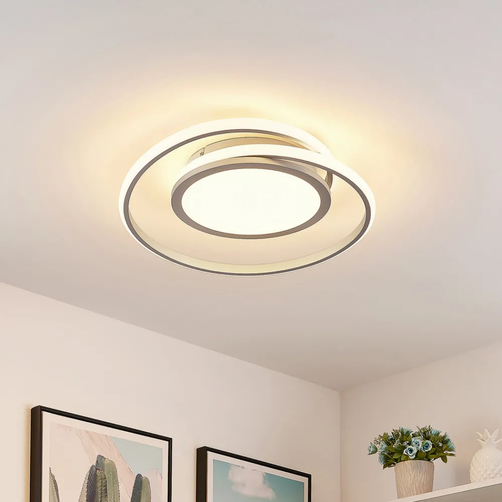 Lucande LED-taklampe Noud, 49 cm, sølv, aluminium, dimbar Discount