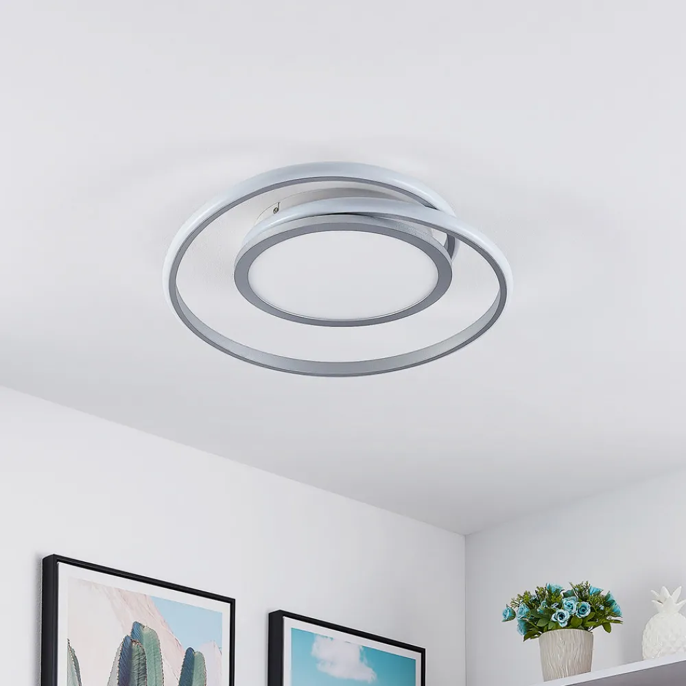 Lucande LED-taklampe Noud, 49 cm, sølv, aluminium, dimbar Discount