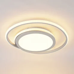 Lucande LED-taklampe Noud, 49 cm, sølv, aluminium, dimbar Discount