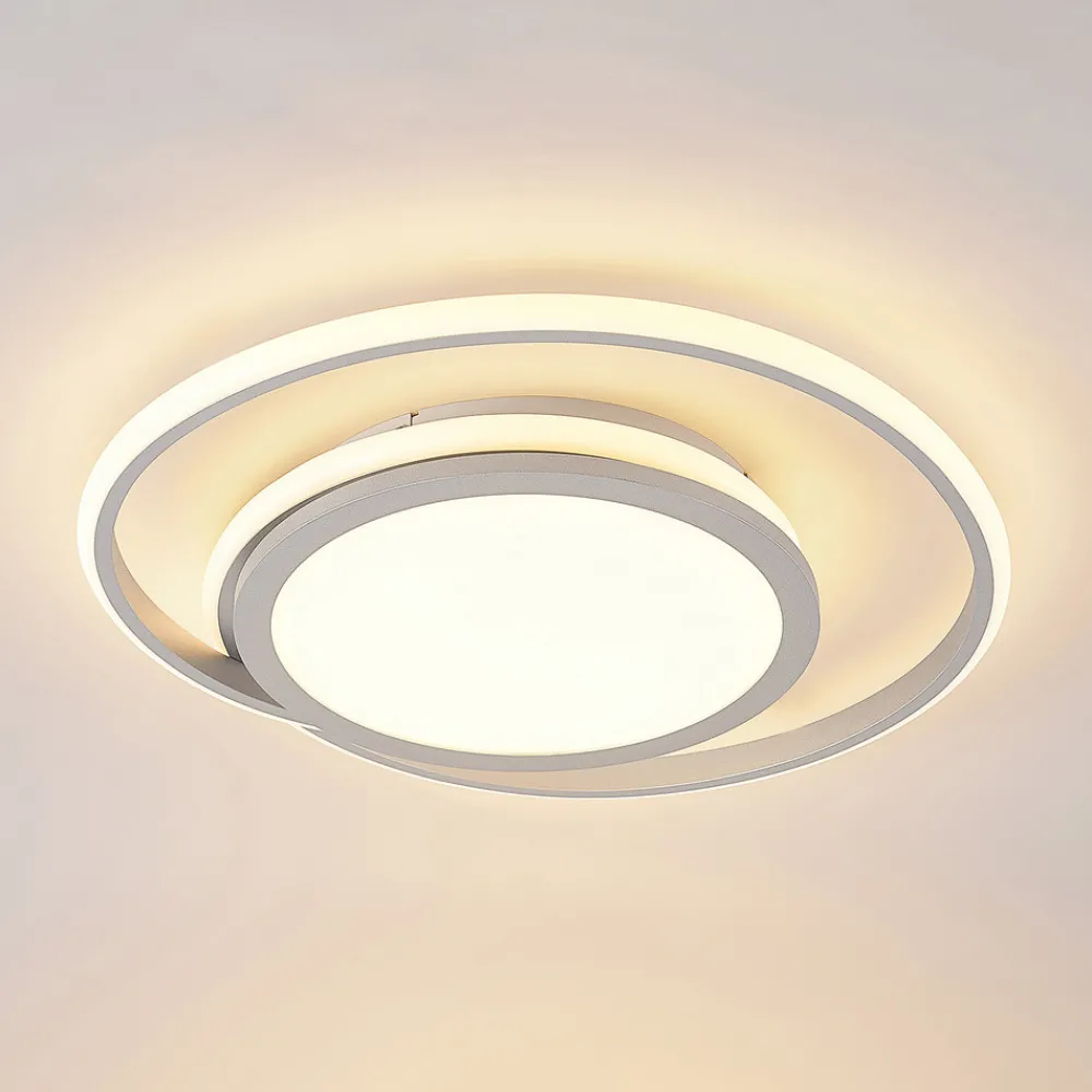 Lucande LED-taklampe Noud, 49 cm, sølv, aluminium, dimbar Discount