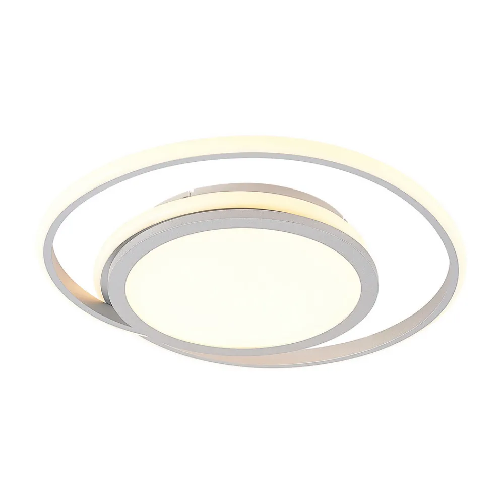 Lucande LED-taklampe Noud, 49 cm, sølv, aluminium, dimbar Discount