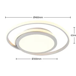 Lucande LED-taklampe Noud, 49 cm, sølv, aluminium, dimbar Discount