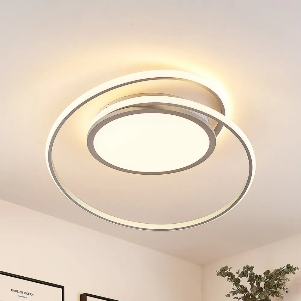 Lucande LED-taklampe Noud, 65 cm, sølv, metall, CCT| Design- Og Hotellbelysning|Led-Innendørs