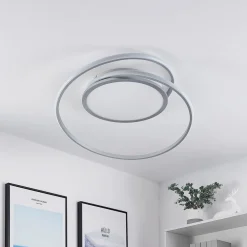 Lucande LED-taklampe Noud, 65 cm, sølv, metall, CCT| Design- Og Hotellbelysning|Led-Innendørs