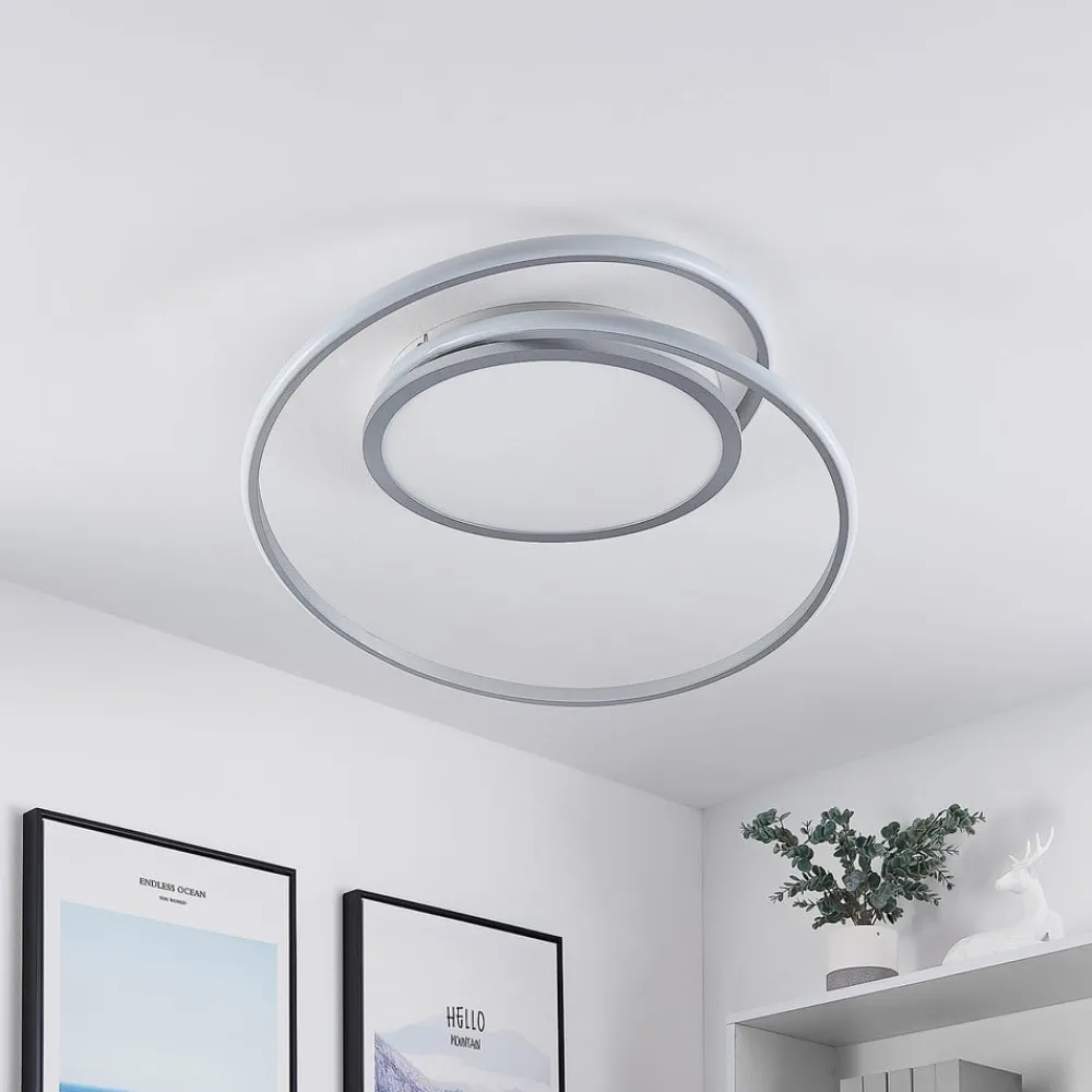Lucande LED-taklampe Noud, 65 cm, sølv, metall, CCT| Design- Og Hotellbelysning|Led-Innendørs