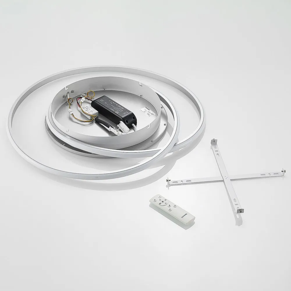 Lucande LED-taklampe Noud, 65 cm, sølv, metall, CCT| Design- Og Hotellbelysning|Led-Innendørs