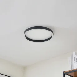 Lucande LED-taklampe Rotundo, Ø 40 cm, svart, dimbar Best