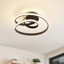 Lucande LED-taklampe Sakina, svart, metall, Ø 48 cm Sale