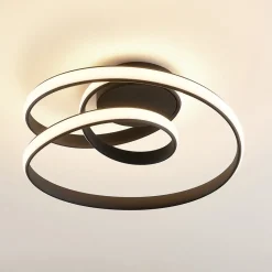 Lucande LED-taklampe Sakina, svart, metall, Ø 48 cm Sale