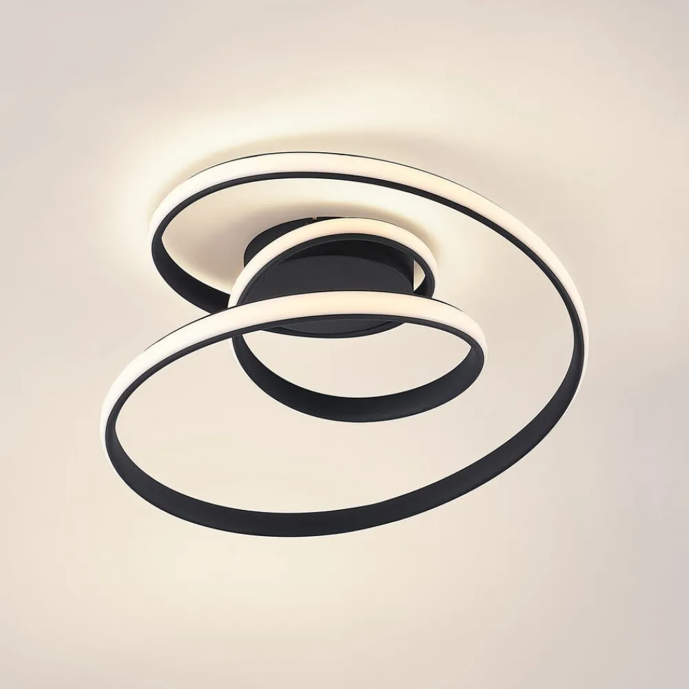 Lucande LED-taklampe Sakina, svart, metall, Ø 48 cm Sale