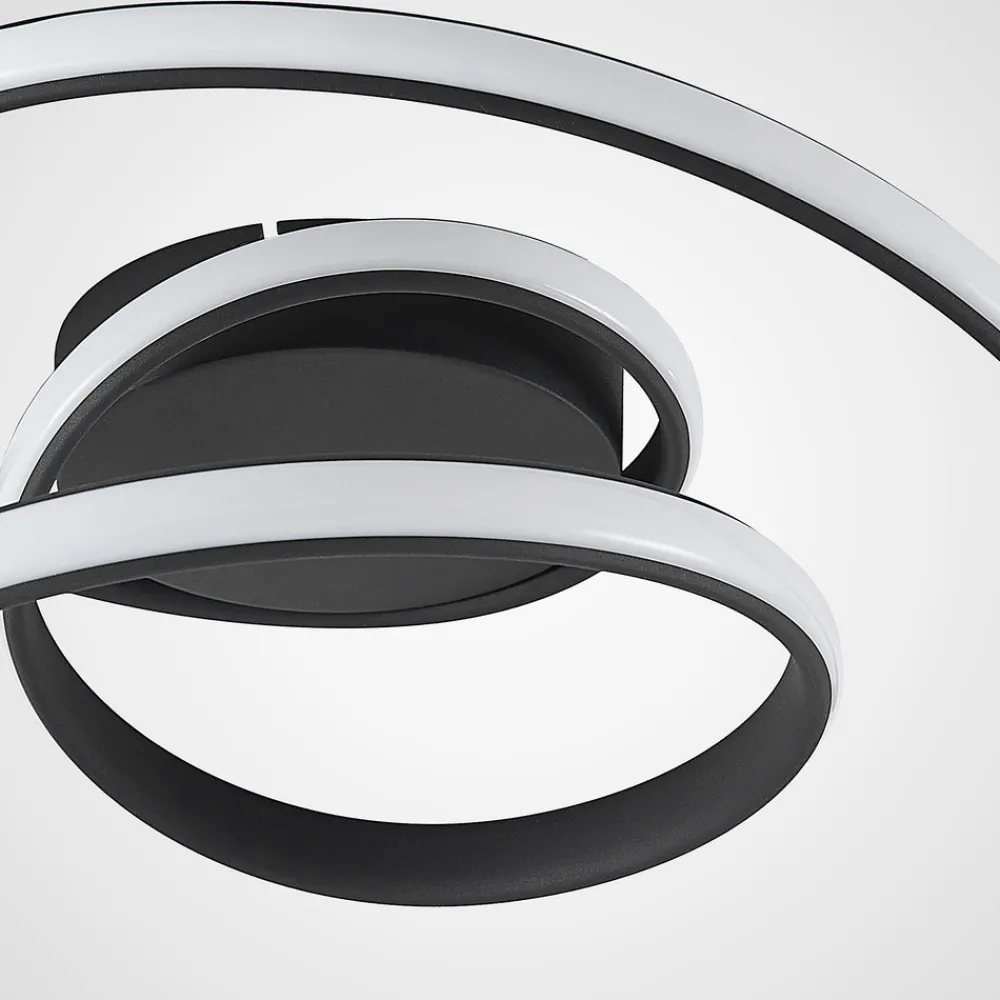 Lucande LED-taklampe Sakina, svart, metall, Ø 48 cm Sale