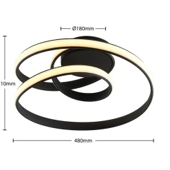 Lucande LED-taklampe Sakina, svart, metall, Ø 48 cm Sale