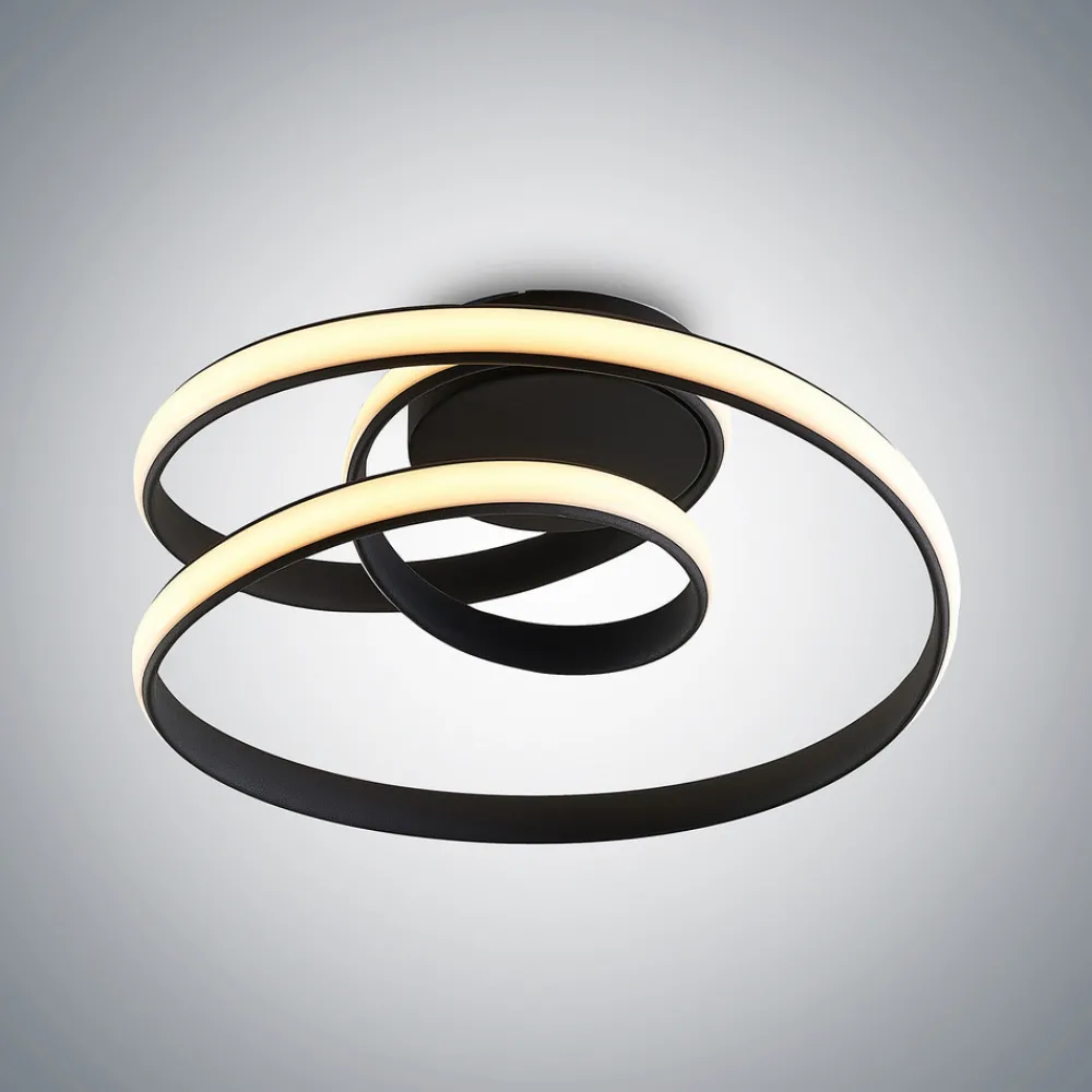 Lucande LED-taklampe Sakina, svart, metall, Ø 48 cm Sale