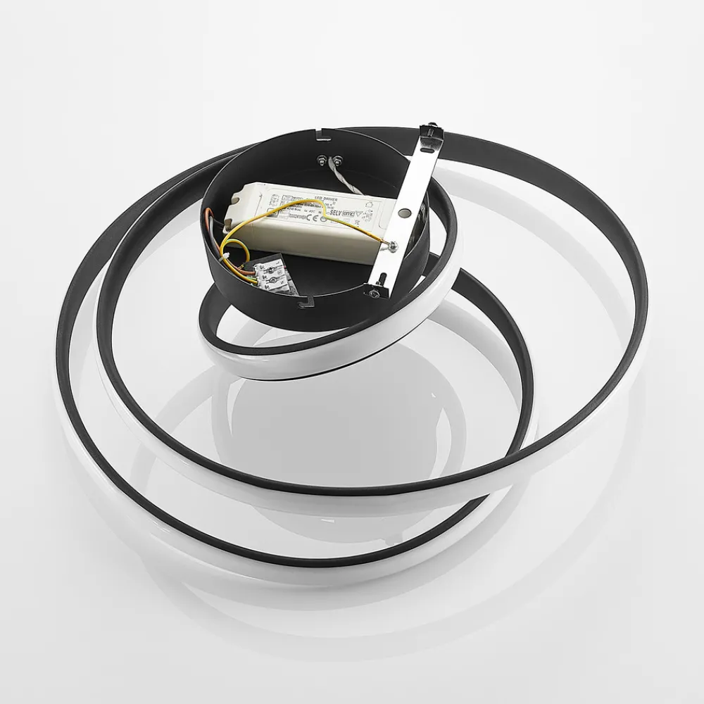 Lucande LED-taklampe Sakina, svart, metall, Ø 48 cm Sale