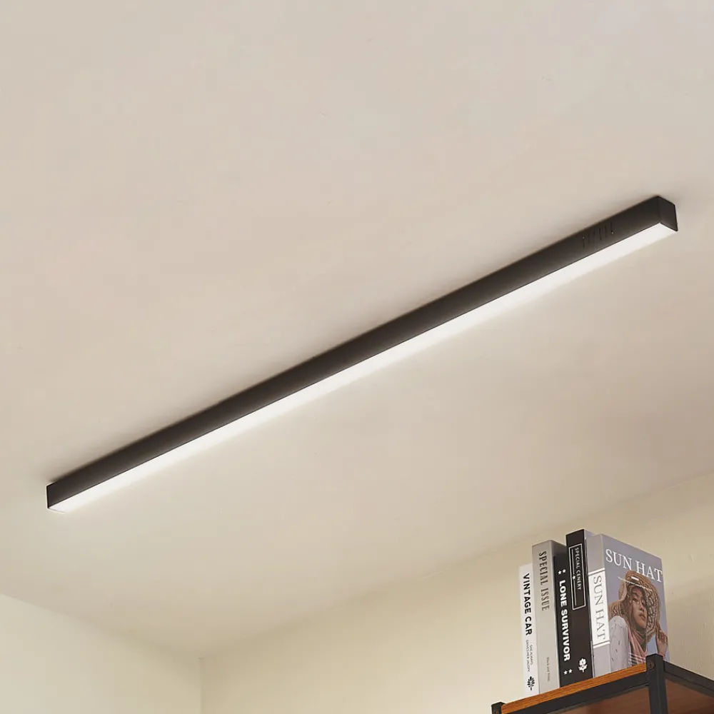 Lucande LED-taklampe Teniona, 132 cm, svart, aluminium Sale