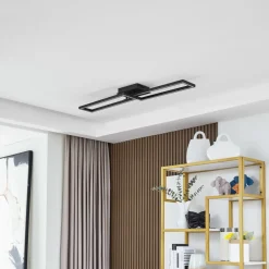 Lucande LED-taklampe Tjado, 100 cm lang, svart, metall Best