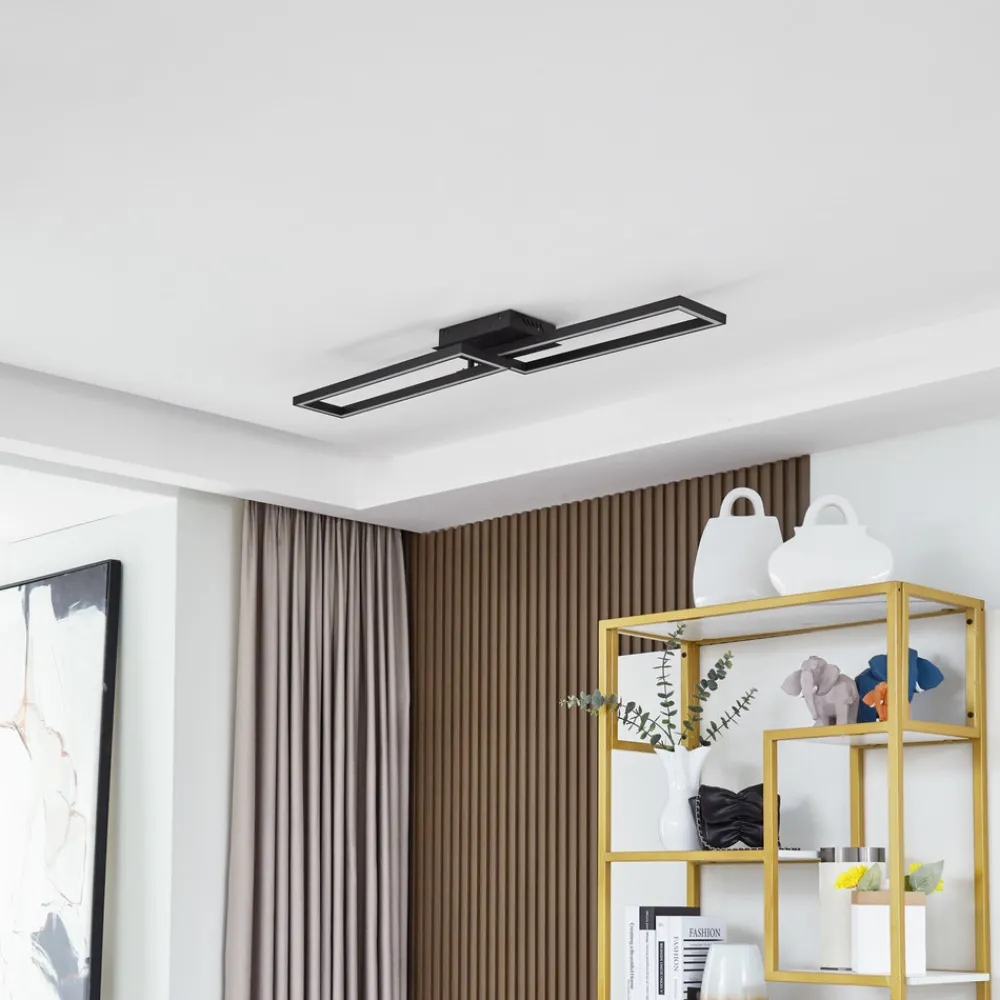 Lucande LED-taklampe Tjado, 100 cm lang, svart, metall Best