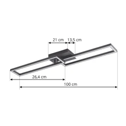 Lucande LED-taklampe Tjado, 100 cm lang, svart, metall Best