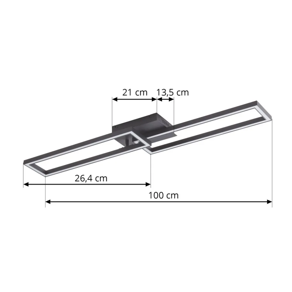 Lucande LED-taklampe Tjado, 100 cm lang, svart, metall Best