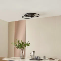 Lucande LED-taklampe Tjado, 62 cm lang, svart, metall| Design- Og Hotellbelysning|Led-Innendørs