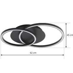 Lucande LED-taklampe Tjado, 62 cm lang, svart, metall| Design- Og Hotellbelysning|Led-Innendørs