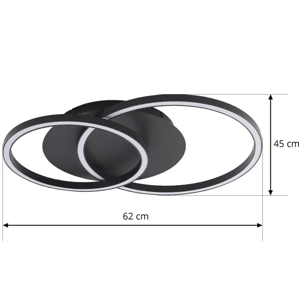 Lucande LED-taklampe Tjado, 62 cm lang, svart, metall| Design- Og Hotellbelysning|Led-Innendørs