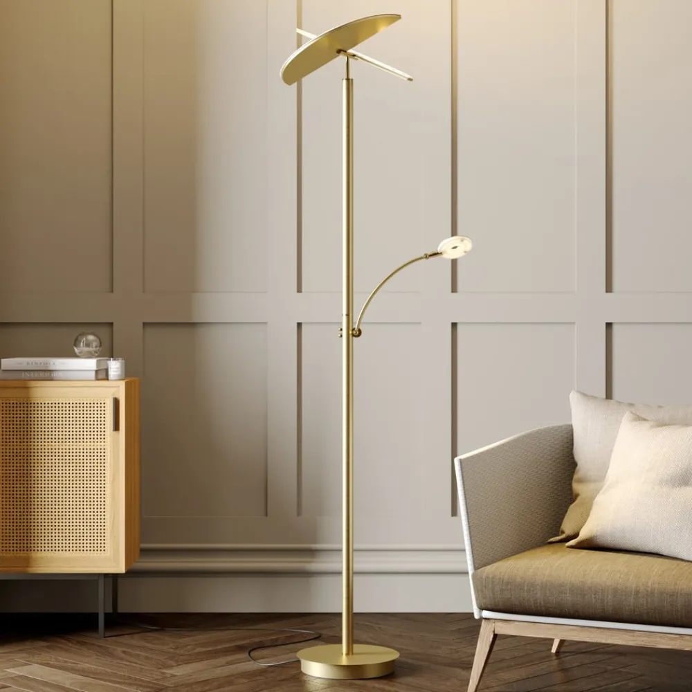 Lucande LED-uplight Anniki, messing| Gulvlamper