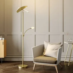 Lucande LED-uplight Anniki, messing| Gulvlamper