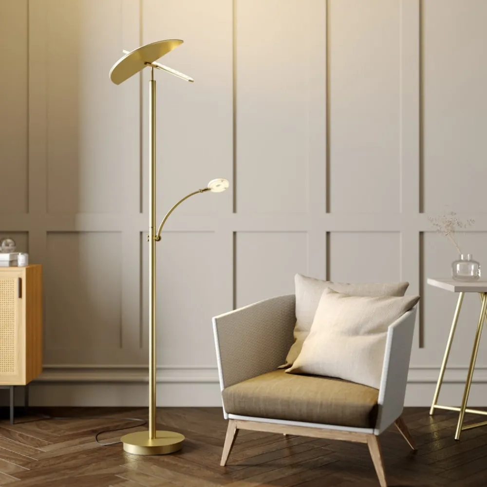 Lucande LED-uplight Anniki, messing| Gulvlamper