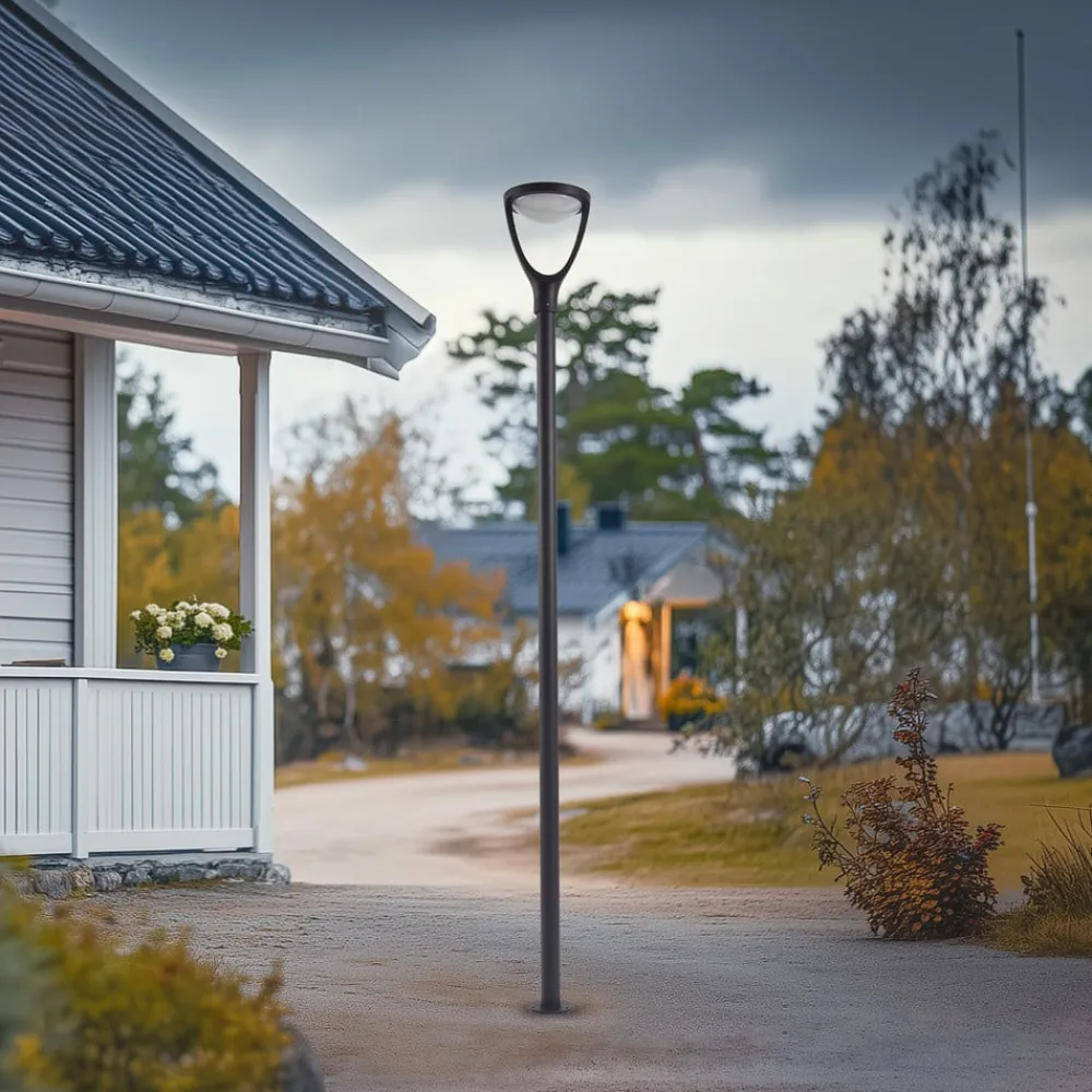 Lucande LED-utelampe Filor, svart, aluminium, 250 cm| Kommersiell Utebelysning|Led-Utendørs