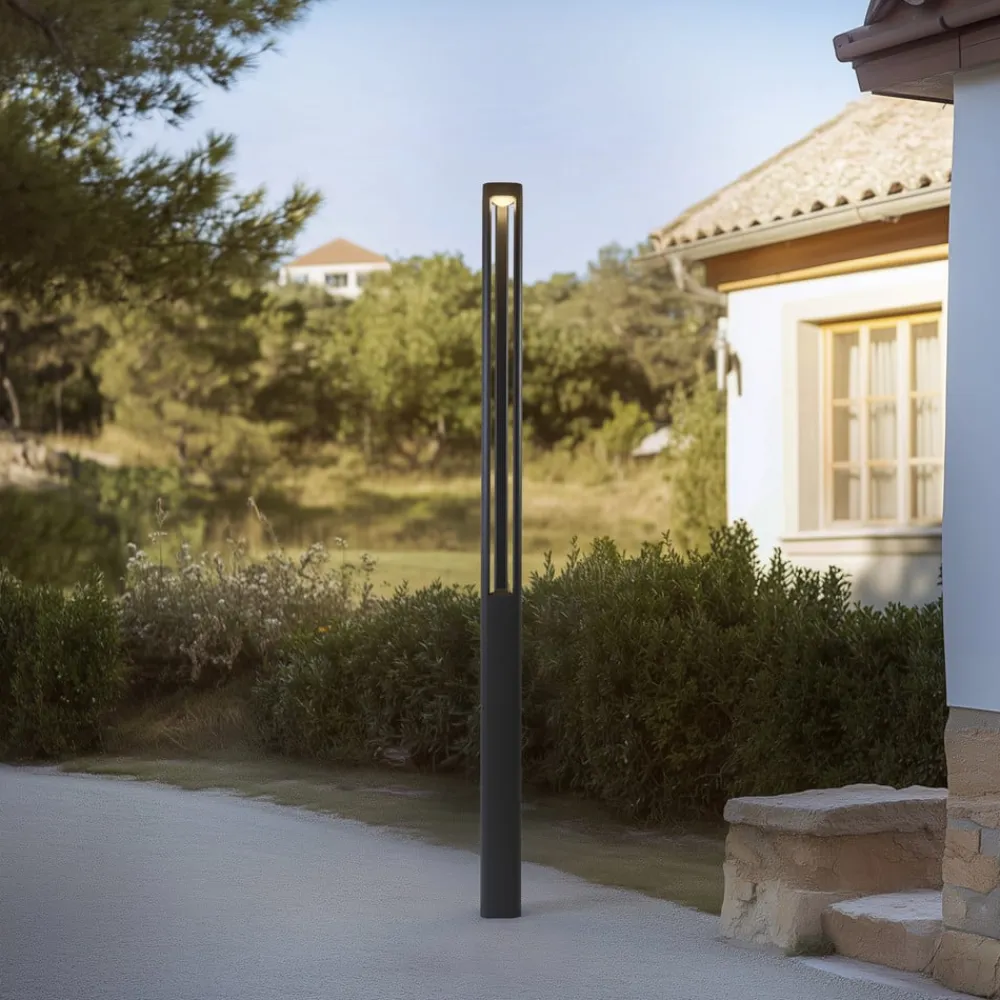 Lucande LED-utelampe Pirron, 230 cm, antrasitt, IP65| Lyktestolper