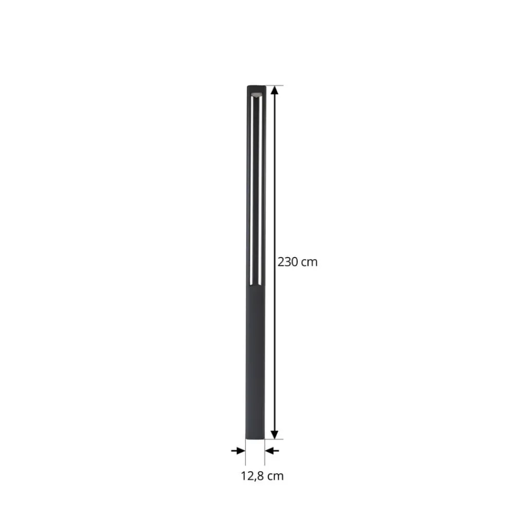 Lucande LED-utelampe Pirron, 230 cm, antrasitt, IP65| Lyktestolper