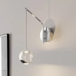 Lucande LED-vegglampe Hayley, kromfarget, glass, høyde 34 cm Hot