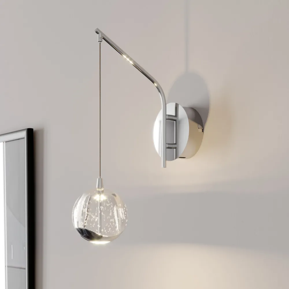 Lucande LED-vegglampe Hayley, kromfarget, glass, høyde 34 cm Hot
