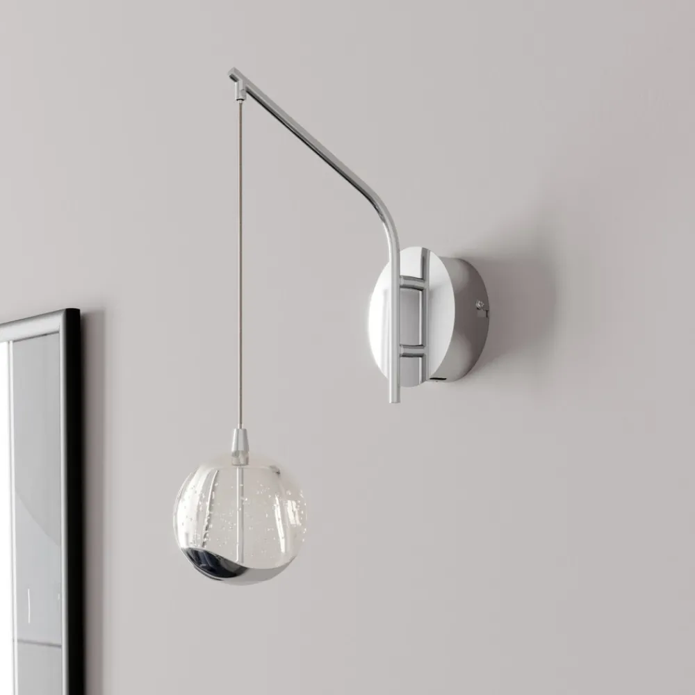 Lucande LED-vegglampe Hayley, kromfarget, glass, høyde 34 cm Hot