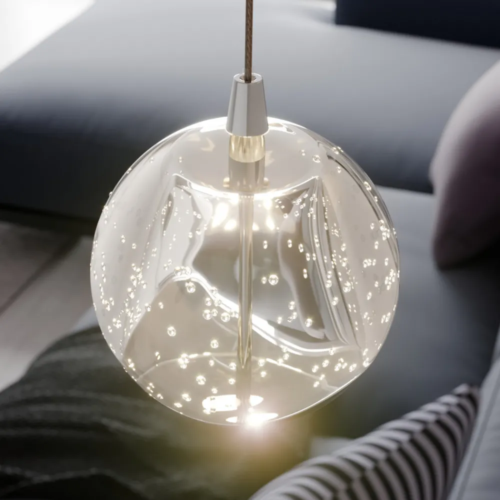 Lucande LED-vegglampe Hayley, kromfarget, glass, høyde 34 cm Hot