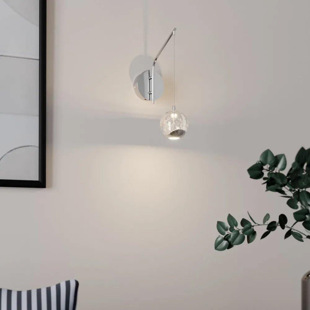 Lucande LED-vegglampe Hayley, kromfarget, glass, høyde 34 cm Hot