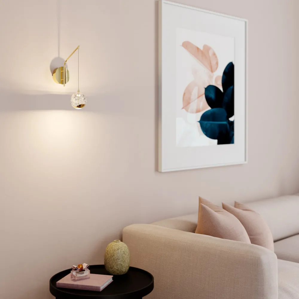 Lucande LED-vegglampe Hayley, gullfarget, glass, 34 cm høy Outlet