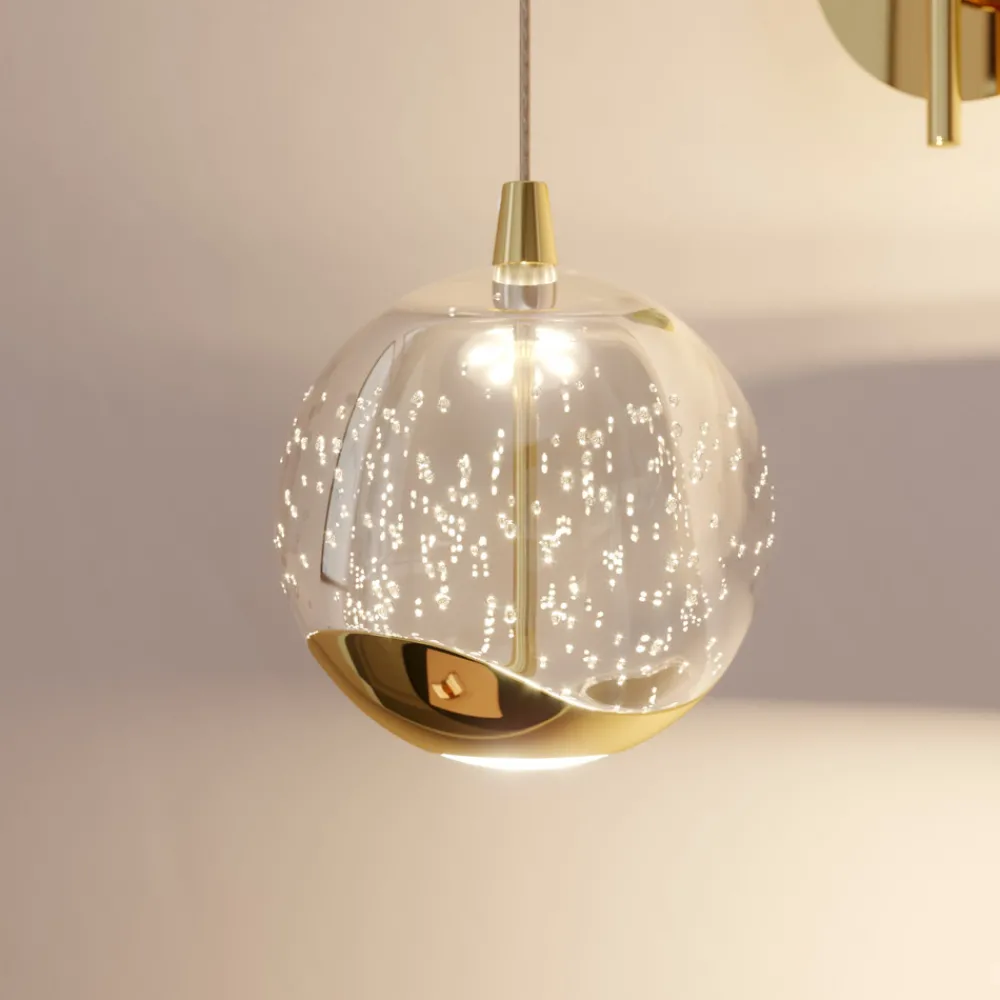 Lucande LED-vegglampe Hayley, gullfarget, glass, 34 cm høy Outlet