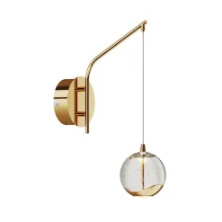 Lucande LED-vegglampe Hayley, gullfarget, glass, 34 cm høy Outlet