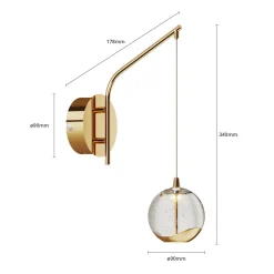 Lucande LED-vegglampe Hayley, gullfarget, glass, 34 cm høy Outlet